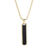 Gold IP Finish Stainless Steel Long Thin Rectangular Necklace on 20 Rouned Box Chain